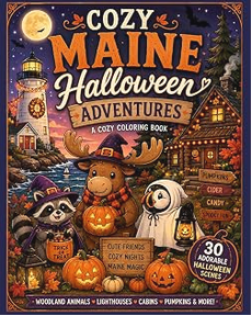 Cozy Maine Halloween Adventures Coloring Book Cover