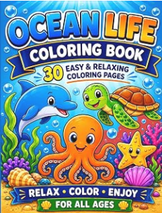Ocean Life Coloring Book for All Ages cover